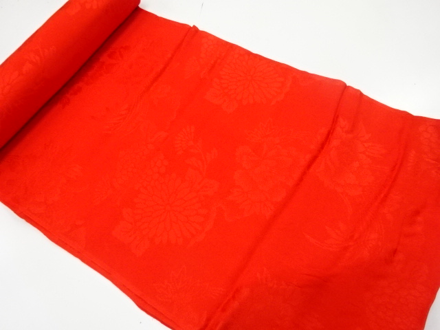 JAPANESE KIMONO / ANTIQUE BOLT FOR JUBAN / WOVEN KIKU & PEONY